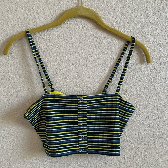 Olivaceous Striped Ribbed Knit Crop Top NWT 🌴 - Picture 1 of 6